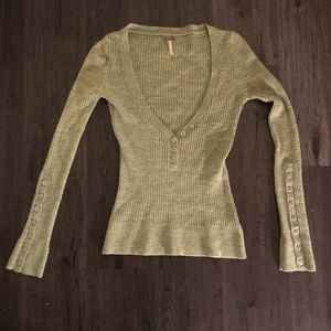 Free People Beautiful Green Winter Shirt